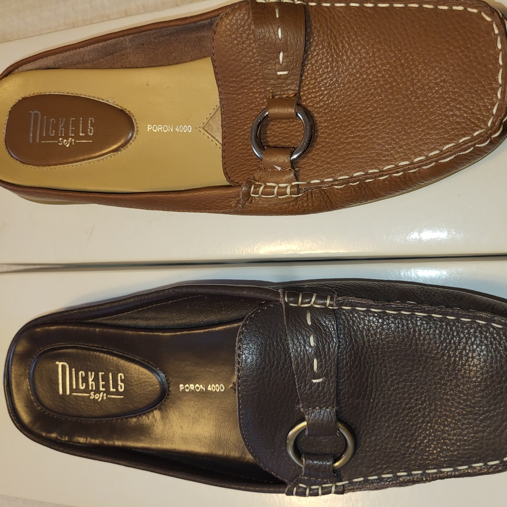 Nickels Womens Leather Slides/Mule Loafers
